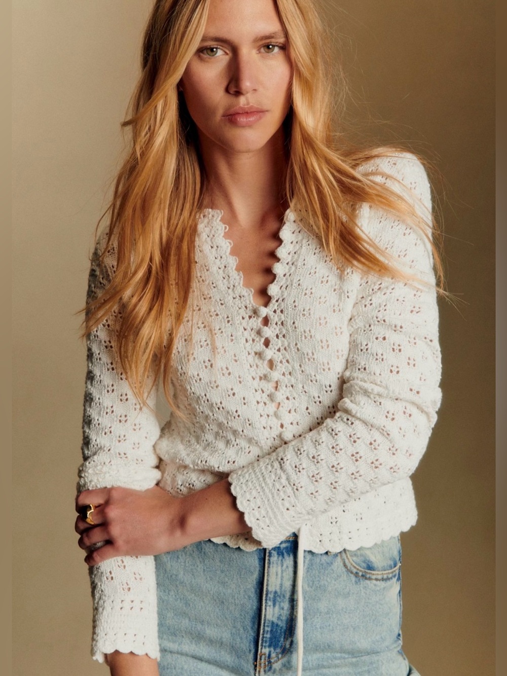 Sezane Martie Cardigan Ecru - Size L